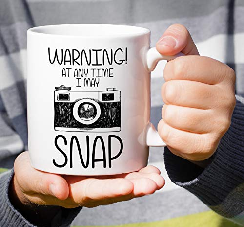 Retreez Funny Mug - Warning! At Anytime I May Snap Camera Photographer 11 Oz Ceramic Coffee Mugs - Funny, Sarcasm, Motivational, Inspirational Birthday Gifts For Friends, Coworkers, Siblings, Dad, Mom #TOP4
