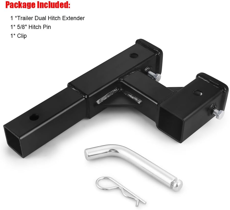 Dual Hitch Extension fits for 2 inch Receiver Extender to 10 inch Length,GTW 400LBS/6000LBS
