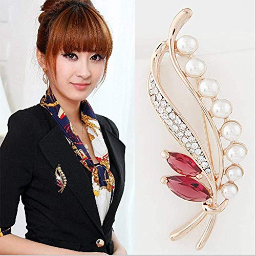 Image of Crystal Pearl Flower Brooches Pins Fashion Beautiful Created Rhinestone Floral Brooch Good Idea for Party Dance Wedding Banquet for Elegant Women Girl
