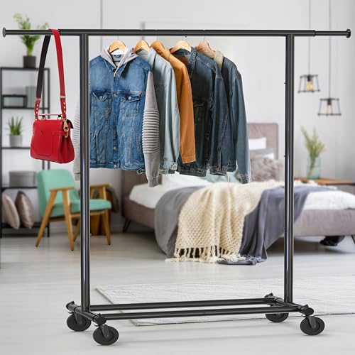 Simple Houseware Clothing Rack Heavy Duty Garment Rack, 42 to 67 Inches Extendable Rod, Black by Simple Houseware - Image 3