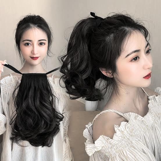 Rizi Short Hair Extension Black Wig 10 Inch long Wrap Around Ponytail Small Size Also Good For Kids (Black)-image-1