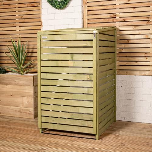Samuel ALEXANDER 68cm x 1.2m Wooden Outdoor Garden Single Wheelie Bin Store Storage