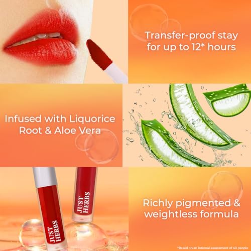 Image of Just Herbs Water Baby Smudge & Transfer Proof | 12hrs Stay | Richly Pigmented Infused with Aloe Vera Multipurpose Water Tint for Lips, Cheeks and Eyelids for Women