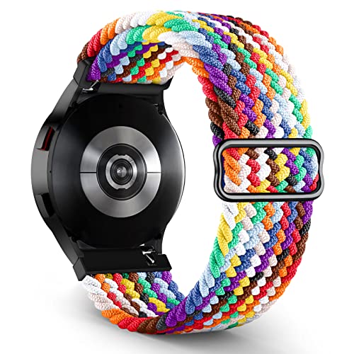 20mm Geflochtenes Solo Loop Armband Kompatibel mit Samsung Galaxy Watch 4 40mm 44mm/Watch 3 41mm/Active 2 Watch Armband 40mm 44mm/Watch 4 Classic 42mm 46mm,Nylon Elastic Sport Armband Herren Damen Cover