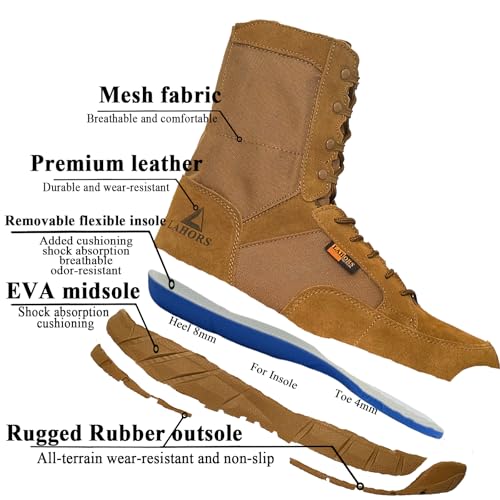 Lightweight Mens Tactical Shoes Combat Boots Coyote Brown Boots Military Training Lace Up Outdoor Hiking Breathable Army Shoe Side Zipper2