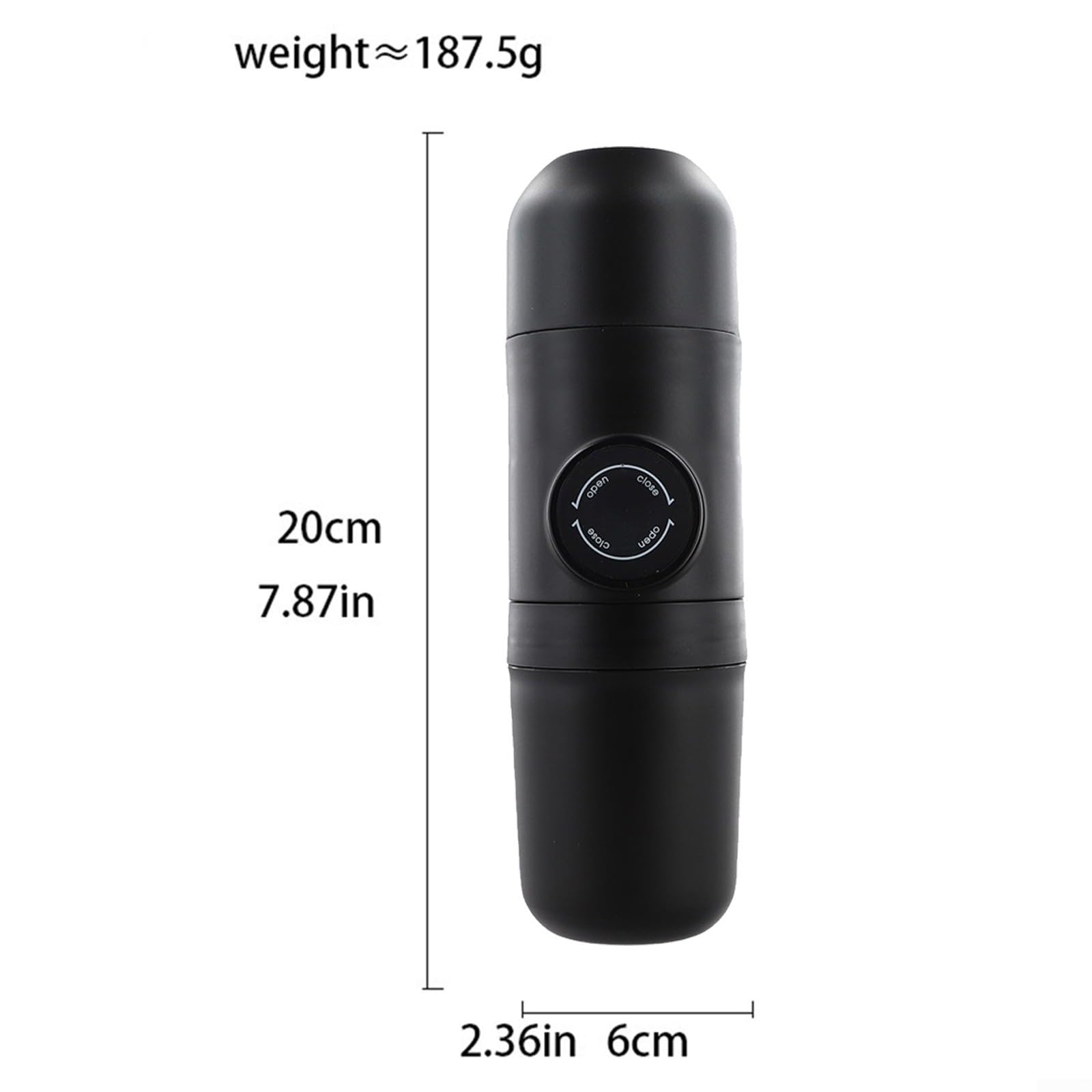 Cafetera portátil manual, para viajes y uso al aire libre, cafetera espresso compacta con mango plegable, color negro