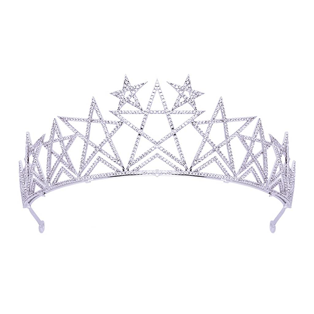 Tiara de Estrella de Cristal, Corona para Boda, Corona con Diamantes de imitación, Diadema para Novia, Tocado, Accesorios de Joyas para el Cabello para Mujer