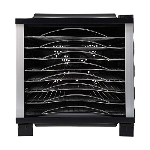 Deshidratador de alimentos BioChef Arizona 8 bandejas de acero inoxidable – Temporizador, puerta transparente, bandejas móviles, BPA Free y Tritan (Negro)