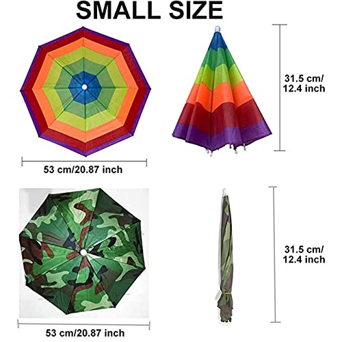 Zffxh 4Pcs Head Umbrella Hats Folding Sun Rain Caps Fishing Free Hands Beach Colorful Rainbow Camo Headwear #TOP5