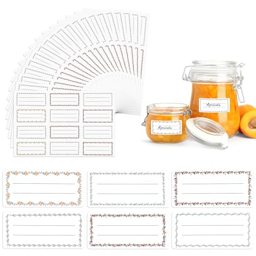 Marmeladenetiketten 240 Stück Selbstklebend Klebeetiketten zum Beschriften