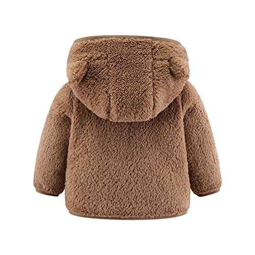 Newborn Infant Baby Girls Boys Jacket Bear Ears Hooded Outerwear Zipper Warm Fleece Boys Coat With (Coffee, 6-12 Months) #TOP27
