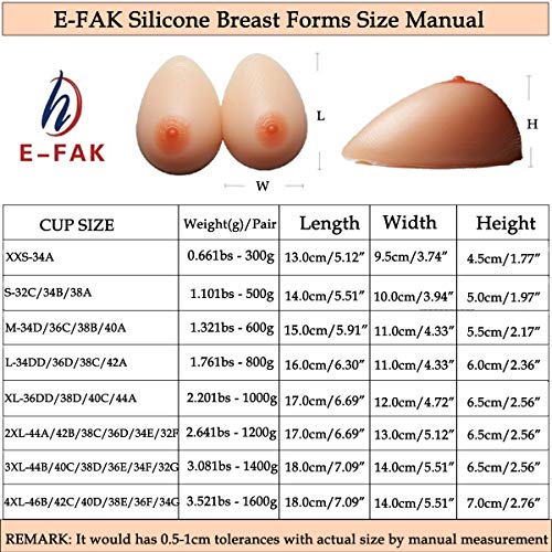 E-FAK Men Women Silicone Breast Forms Crossdresser Cosplay Prosthesis Mastectomy Fake Boobs Bra Enhancer Inserts TV TG (Nude Water Droplets, M (1.32lbs/Pair - 34D/36C/38B/40A)) - Thumbnail 4
