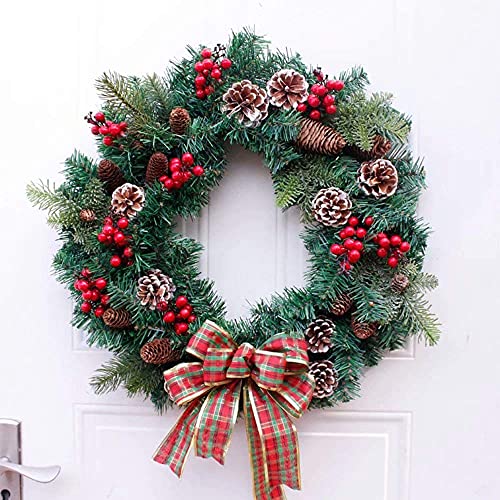Couronne de noël 22 pouces de porte extérieure avec branches sapin et ornements