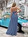 VOUIAO Women's 2026 Elegant Formal Gown Summer Long Prom Dress Wedding Bridesmaid Guest Evening Party Cocktail Maxi Dress Haze Blue XL