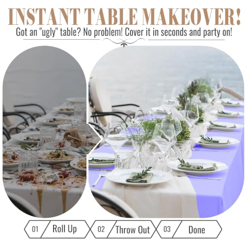 Image of Plastic Table Cloth Disposable, 54In X 300F Table Cover Roll of Oilproof