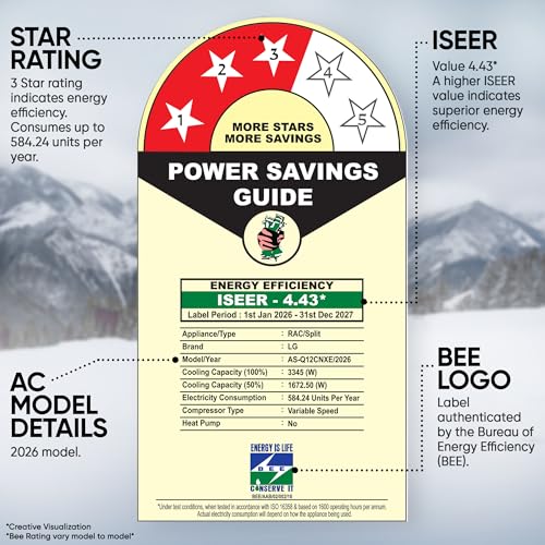 Image of LG 1 Ton 3 Star, New star rated, Smart Inverter Split AC (Copper, AI Convertible 6-in-1 Cooling, Faster Cooling & Energy Saving,HD Filter with Anti-Virus Protection, Him Clean, AS-Q12CNXE, White)