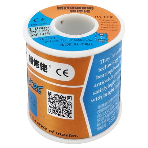 Image of 【Mechanic】HX-T100 500g Tin(Sn)63% / Lead (Pb)37% High Purity Rosin Core Solder Wire For Electrical Soldering With 1%-3% Solder Flux (1.0mm /500g)