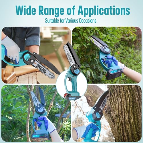 Mini Chainsaw Cordless, 6Inch Portable Small Chain Saw Battery Powered, Handheld Chainsaws with 2 * 24V 2.0MAH Powered Rechargeable Battery for Tree/Wood Cutting Trimming Craftsman Gardening Pruning - Image 7