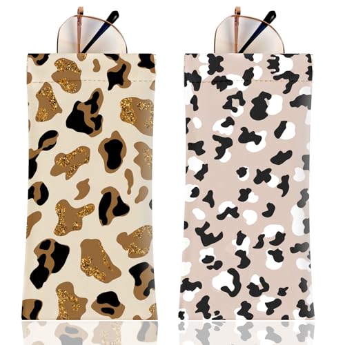 Image of Anikathy 2Pcs Sunglass Eyeglass Glasses Case Soft PU Leather with Cleaning Cloth Portable Glasses Pouch Bag for Men Women