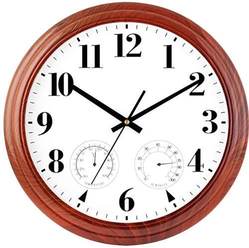 15 Zoll Indoor/Outdoor Moderne Wanduhr Mit Temperatur Und Luftfeuchtigkeit, 3 in 1 Wetterstation Wetterfeste Wohnkultur Mit Arabischen