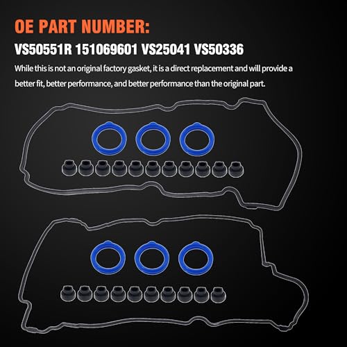 Image of HiSport Valve Cover Gasket Set - Compatible with Ford Escape Taurus Compatible with Mazda Tribute MPV Compatible with Mercury Sable 2001-2004 3.0L - Replace VS50551R