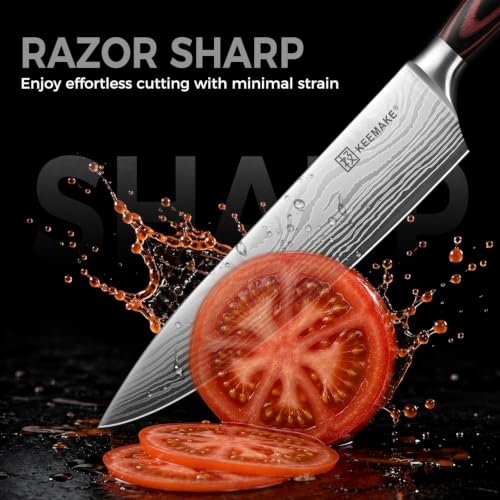 Knife Set, 15 Pieces Knife Block Set w/ Kitchen Apron and Sharpener - Image 3