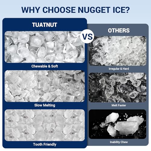 Image of Nugget Ice Maker Countertop, 44lbs /24H with 0.8 Gallon Tank, Chewable Soft Pellet Ice Ready in 5 Mins, Stainless Steel Countertop Ice Maker with Self-Cleaning for Home, Office, RV