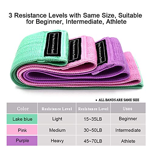Rantizon Resistance Bands with 3 Different Levels Premium Exercise Loops with Non - Slip Design for Hips & Glutes, Free Carrying Case, Booty Bands for Women and Men, Home Fitness, Yoga, Pilates