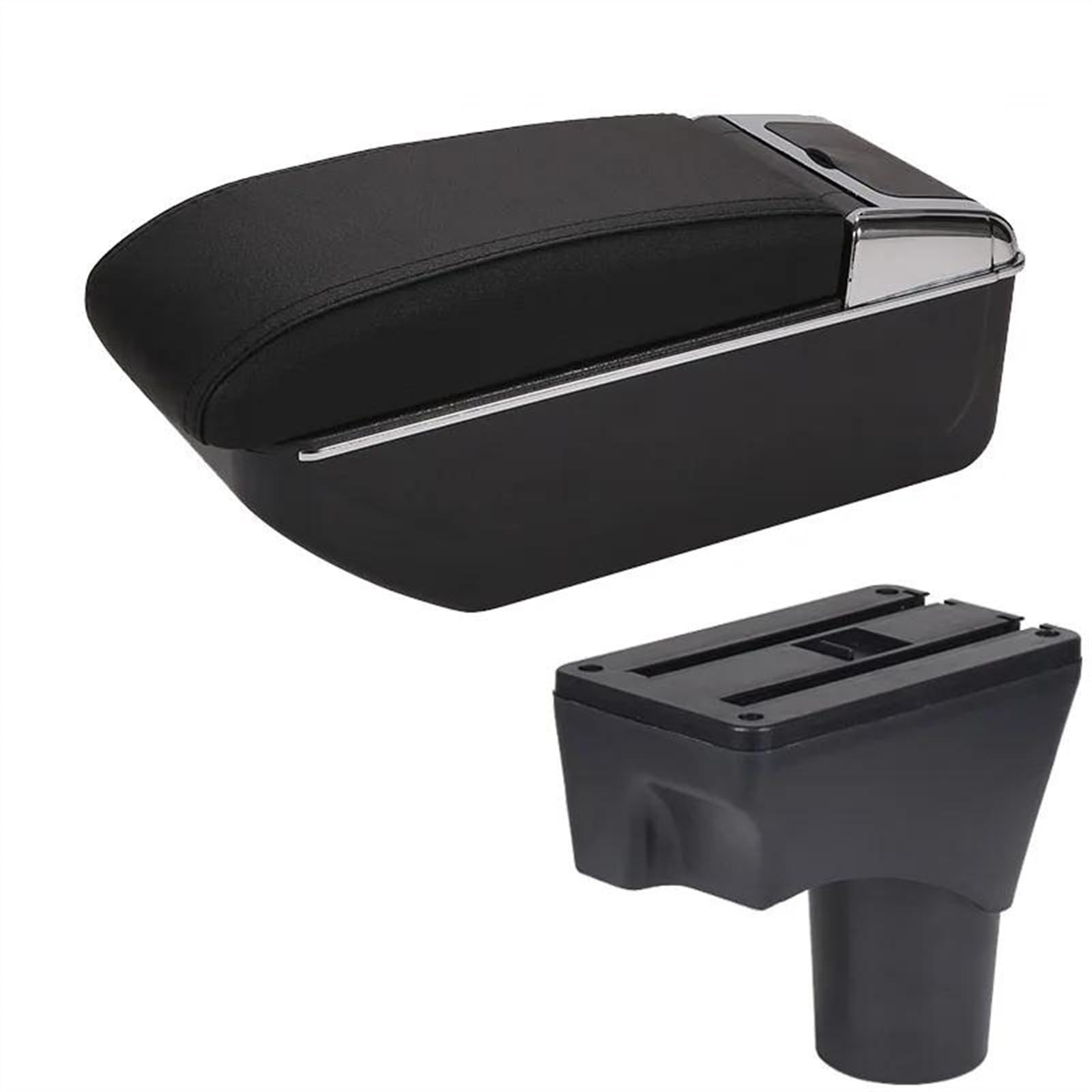 NOHEEU Car Decorative Styling Center Console Multifunctional Storage Box For March For Micra K13 MK4 IV For Sunny 2010-2022(D2 Black black NoUSB)