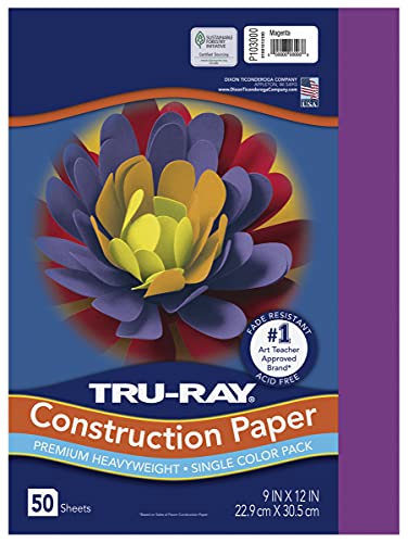 Tru-Ray Heavyweight Construction Paper Magenta 9 x 12 50 Sheets (103000)