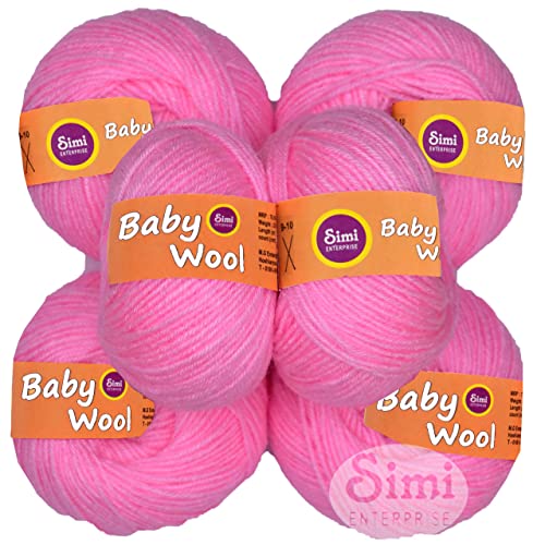 Image of 100% Acrylic Wool Deep Pink 8 Pc Baby Wool 4 ply Wool Ball Hand Knitting Wool /Art Craft Soft Fingering Crochet Hook Yarn-FDArt-HF