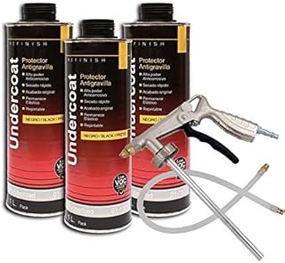 JOMAFA - KIT DE 3 BOTES ANTIGRAVILLA 1 LITRO COLOR NEGRO + PISTOLA ANTIGRAVILLA NEUMATICA