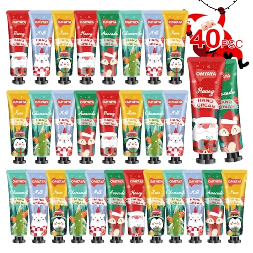 40 Pack Bulk Christmas Gifts Mini Hand Cream Set Bulk Christmas Gifts for Corworkers Hand Lotion Travel Size Stocking Stuffers for Women Hand Creams for Dry Cracked Hands Small Holiday Gifts