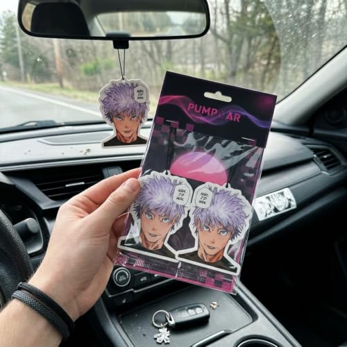 Image of PumpCar 2 pieces satoru Nah I'd Win double-sided hanging Japanese anime vanilla-scented air freshener Cool anime hanging for rearview mirror Car Interior Accessories Gifts Anime Manga Fans Sorcerer