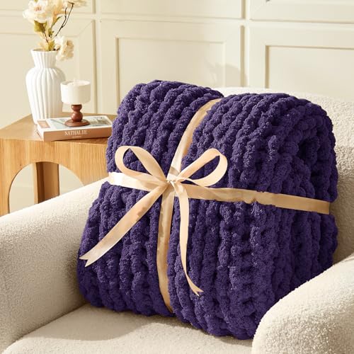 Image of Inhand Chunky Chenille Yarn for Hand Knitting, Thick Bulky Blanket Yarn for Crocheting, Soft Fluffy Yarn for Crochet Gifts & Crafts for Women /Beginners, 8 Pack (29.5 yds /8.4 oz Each), Purple-Multi