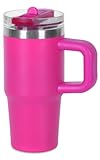 14 oz Tumbler for kids with Detachable Flip Straw Lid and handle&comma; 100&percnt; Leak Proof 14 oz mini cup&comma; Stainless Steel Vacuum Insulated Tumbler&comma; Wide Mouth Easy to Clean&comma; Keep Cold or Hot &lpar;Hot Pink&rpar;