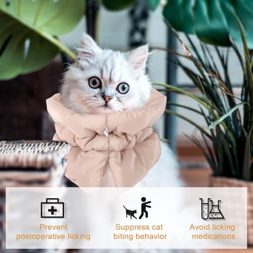 Image of BOXOB Adjustable Recovery Collar - Lightweight, Waterproof & Soft for Cats & Dogs Kitten Cone to Stop Licking After Surgery - Prevents Licking Wounds (S, Khaki)