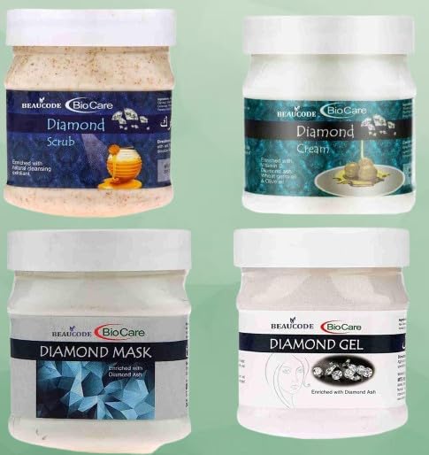 Diamond Facial Kit Cream-Mask-Gel-Scrub 250gm Each(Pack of 4) For Women & Men For All Skin Types No Paraben||No SLS|| No Sulphate & Cruelty Free