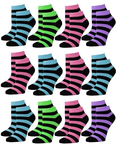 Image of Gelante 12-Pair Women's Ankle Socks, Colorful Comfortable Lightweight Breathable Athletic