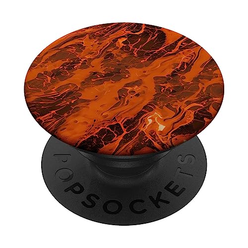 Abstract Orange Pattern #025 PopSockets Swappable PopGrip, Black