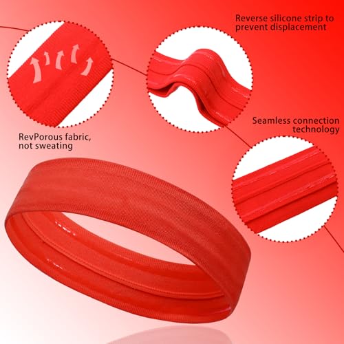 Image of Workout Headbands Non Slip Headband Sport Headbands Sweatbands Elastic Sport Hair Bands for Sports Travel Indoor Fitness Gym