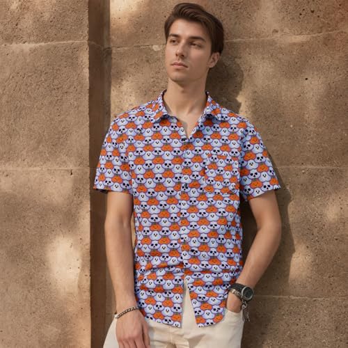 Image of Men's Hawaiian Shirt Tops Vintage Short Sleeve Button Down Beach Shirt Male Tropical Floral Summer Pullover Party Holiday