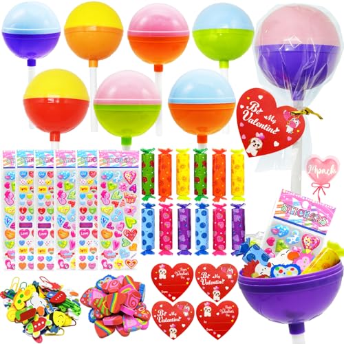 24 Pack Valentines Day Gifts for Classroom, Valentines Lollipop-Shaped Stationery