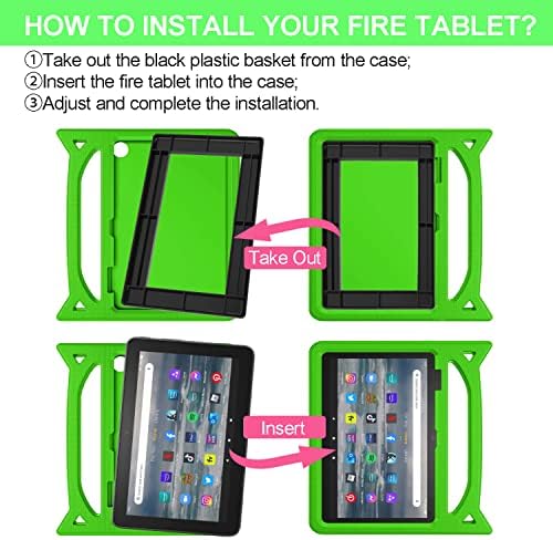 All-New Fire 7 Tablet Case, 7 12th Generation (2022 Release),Fire 7 Tablet Case for Kids,DJ&RPPQ Shockproof Light Weight Handle Kids Friendly Case for Amazon Kindle fire 7 Tablet,Green