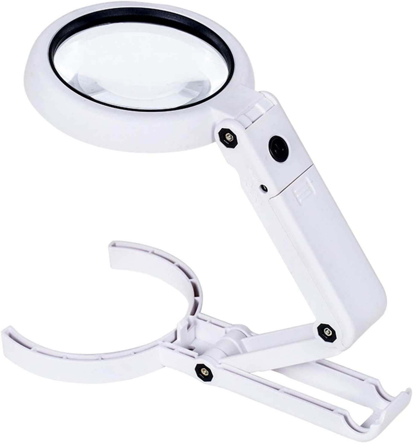 Lupa de Escritorio portátil con 6 Luces LED y Mango Plegable, Lente de Aumento Recargable 7X para Lectura, Costura, Pasatiempos, reparación de Joyas, Punto de Cruz, Manualidades.