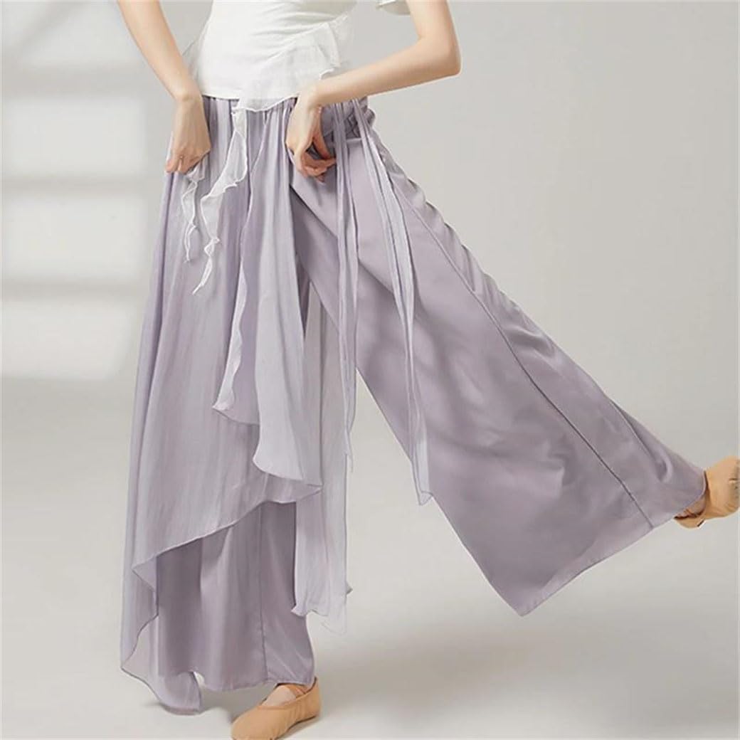 Women's Classical Dance Skirt Pant Loose Wide Leg Chiffon Flowing Casual Performance Practice Costumes