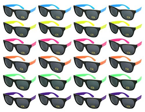 Edge I-Wear 24 Pack 80’s Style Kid Adult Neon Party Sunglasses Party Favors with CPSIA certified-Lead(Pb) Content Free