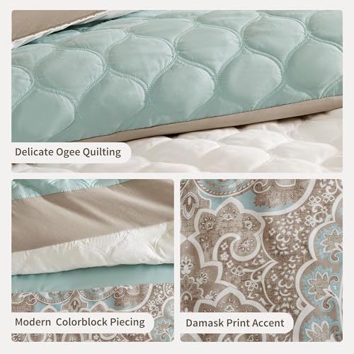 Ropa de cama espuma de mar Shawnee Scrollwork con microfibra 6