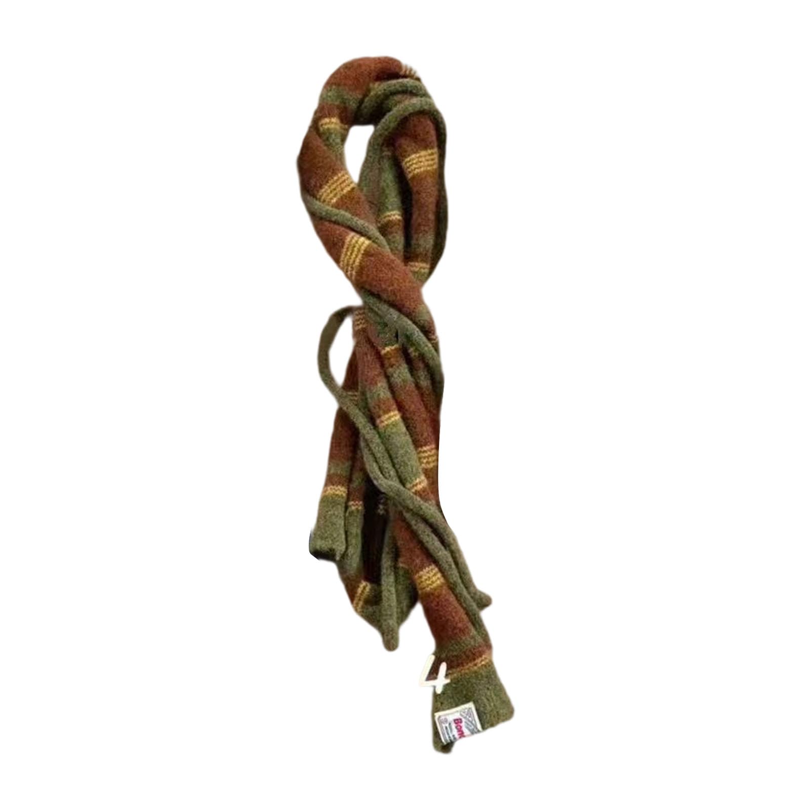 Alloneslife Unisex Brown Knit Scarf For Women Long Skinny Belt Necktie Neck Scarf Girls Photo Props Long Neckerchief 2000S Trend(Brown)