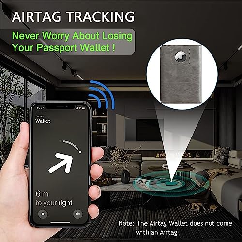 Airtag Passport Holder Cover Wallet Travel Essentials RFID Blocking Leather Card Case International Must Haves Travel Accessories for Women Men(119#Grey)2